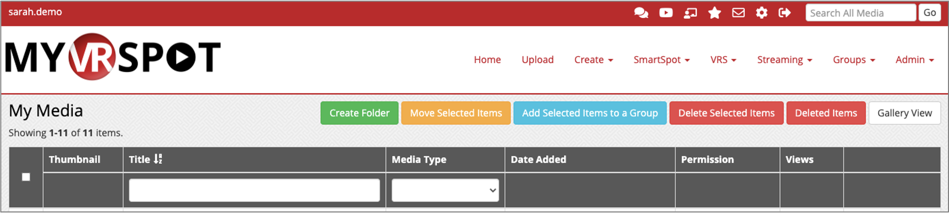My Media in List View