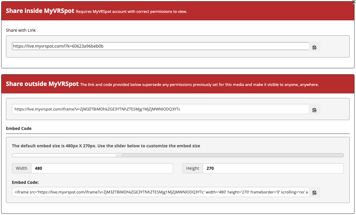 Link/Embed Options