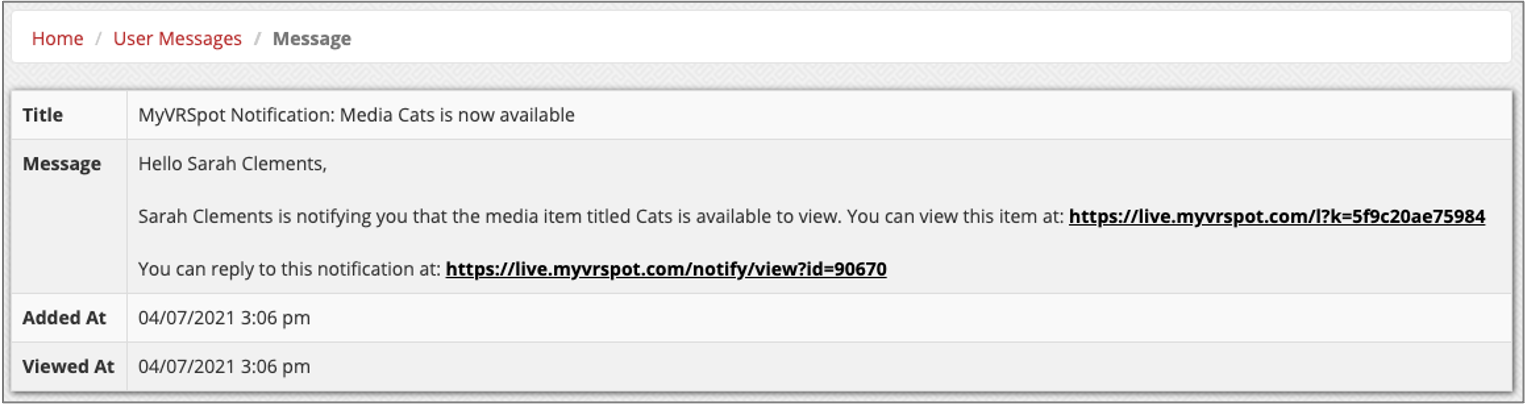 Notification Message