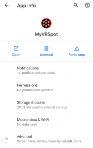 MyVRSpot App on Android